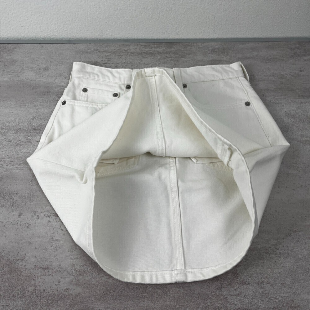 Everlane Woman Size 24 White Cotton Denim Mini A Line W Skirt Casual FLAWED - Picture 4 of 9